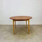 Round extendable Scandinavian table, teak, 1960s