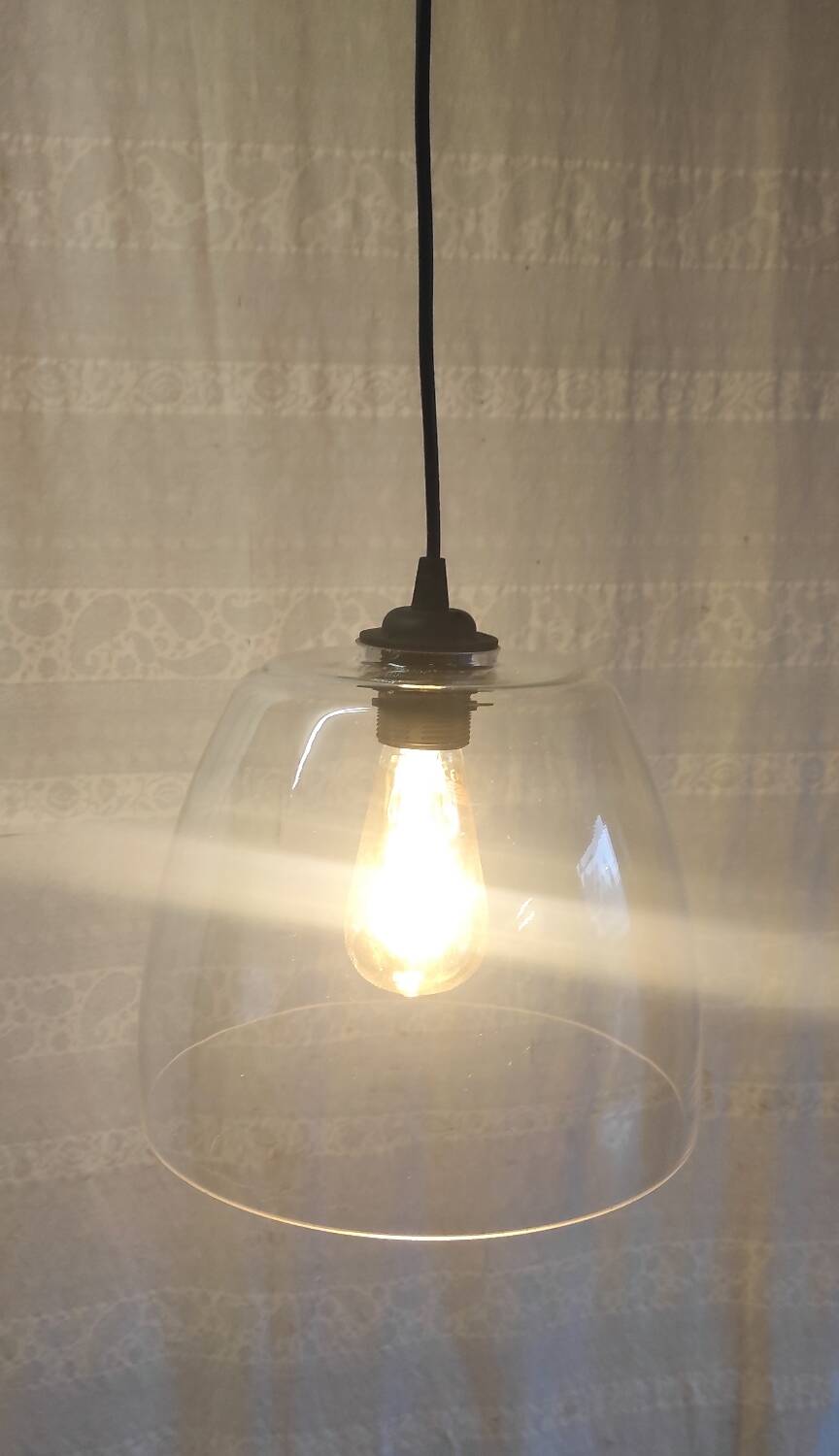 Vintage glass bell pendant light - late 20th century