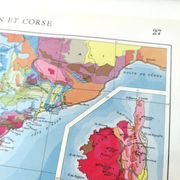 Vintage map of Corsica and southern Mediterranean France, 43x43cm from 1950.