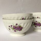 Series of 4 purple pattern Sarreguemines bowls