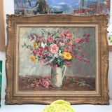 Still life bouquet of flowers oil painting