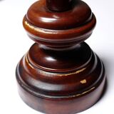 Antique wooden altar crucifix with a turned design and silver-plated Christ.