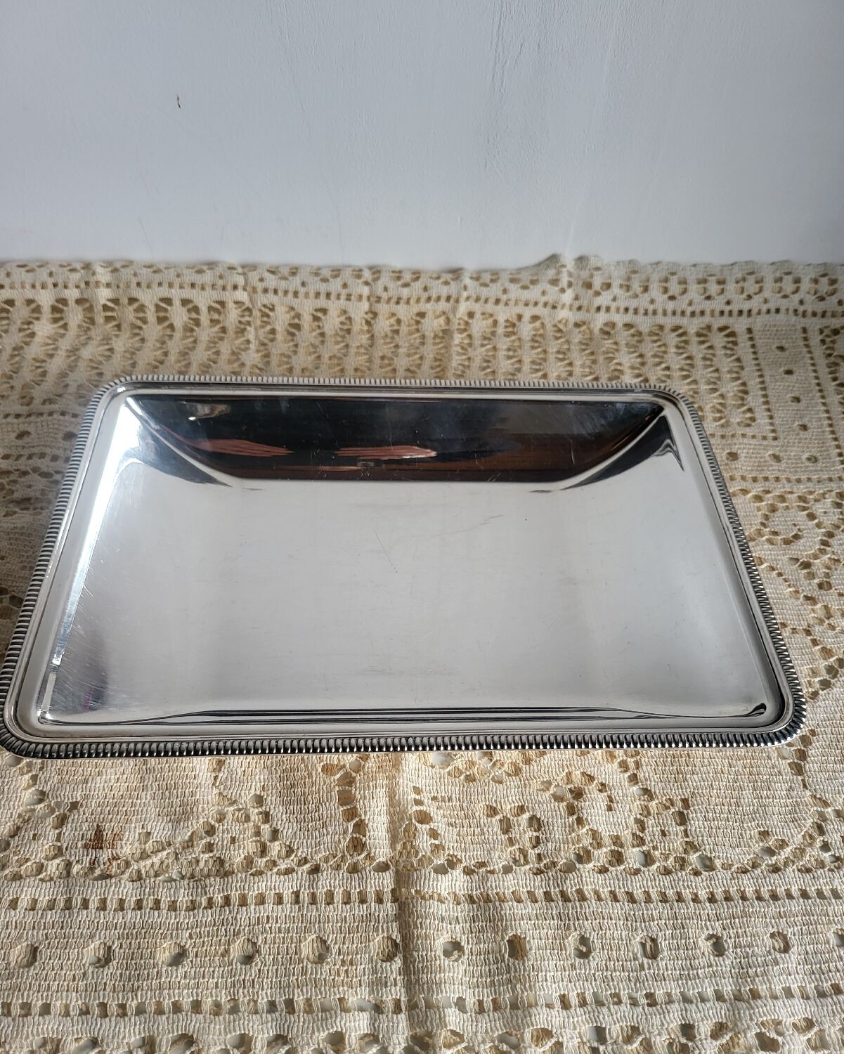 Rectangular metal silver-plated tray