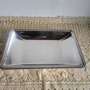Plat rectangulaire, bannette en métal argenté