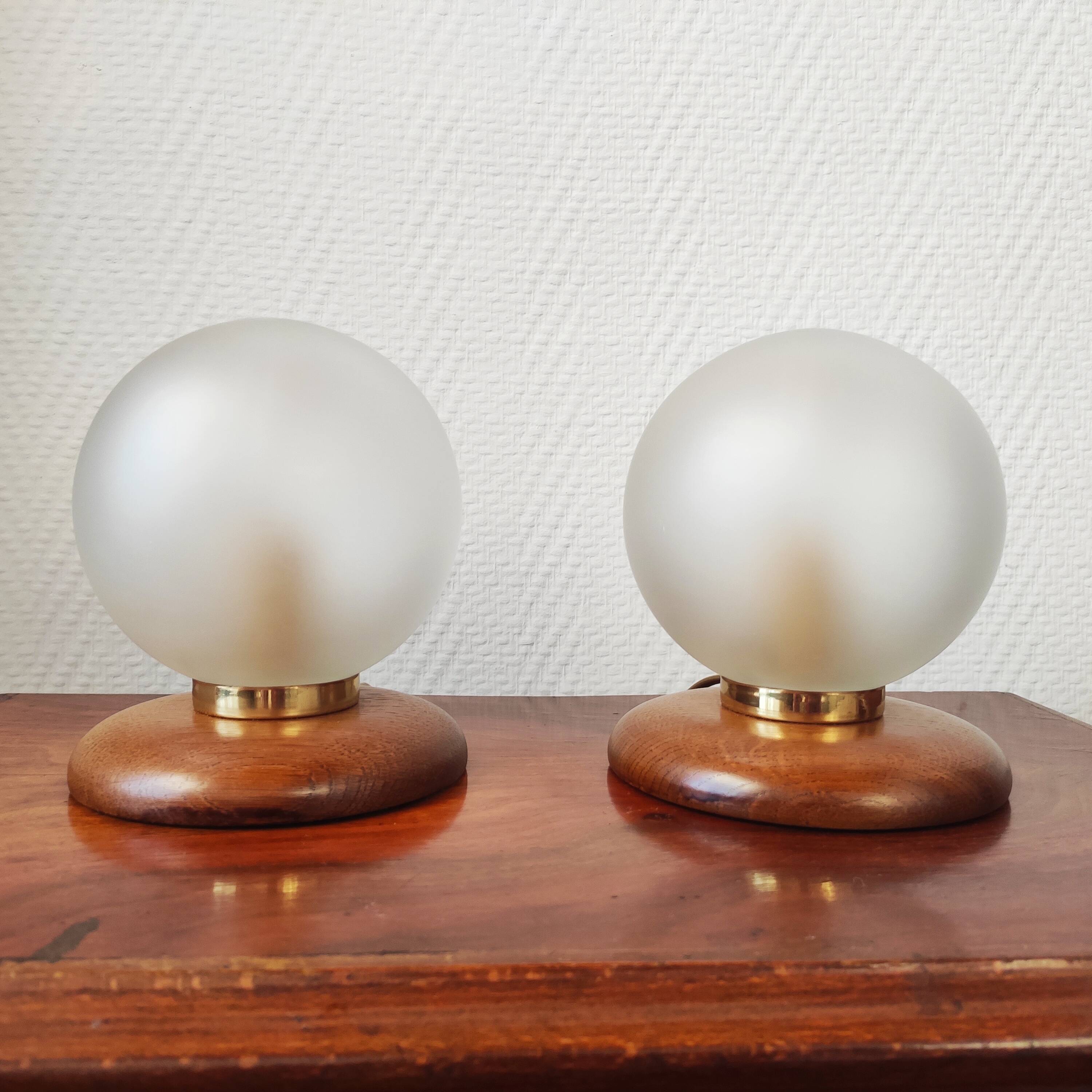 Pair of vintage ball lamps