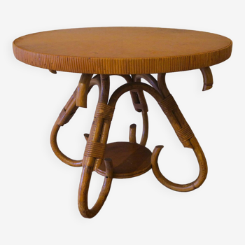 Circular bamboo coffee table, 1960