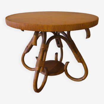 Table basse circulaire en bambou, 1960