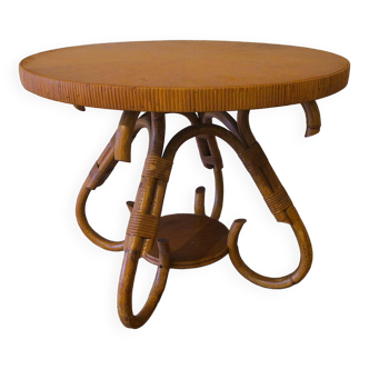 Table basse circulaire en bambou, 1960