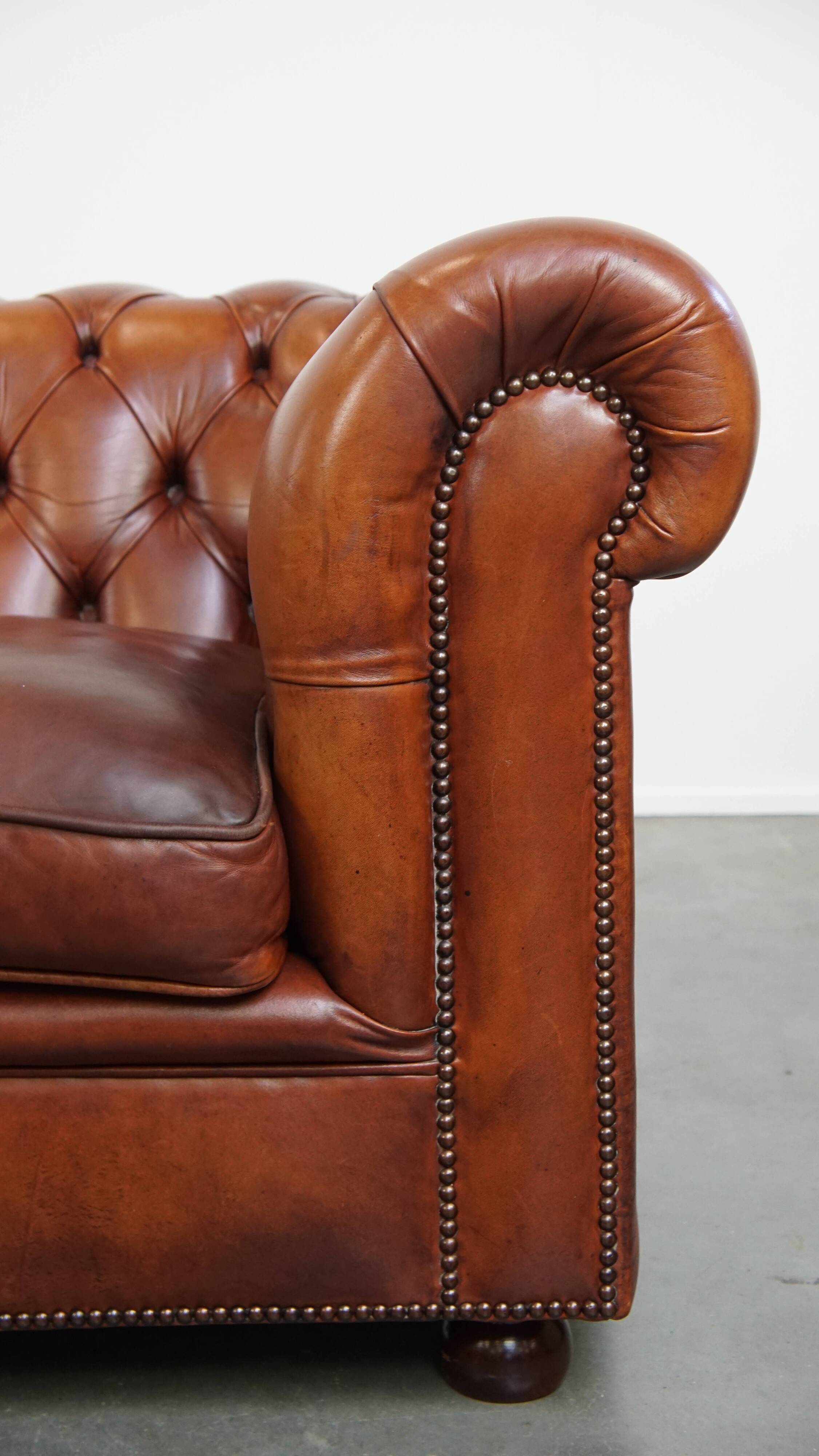 English style cowhide Chesterfield sofa