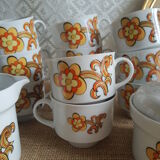 Ensemble 11 tasses à café, sucrier et pichet à lait Wunsiedel Bavaria vintage