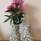 Luneville earthenware pot vases with flower pattern