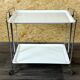 1960s 1970s Serving Cart Dinette Side Table Space Age Design Chrome White