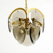 60s large brass ceiling chandelier with large round glass plates