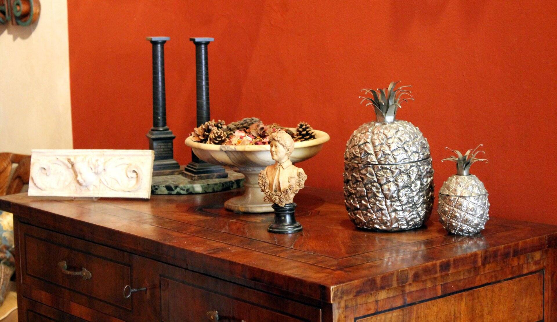 Mid-Century Modern Italian Silvered Pineapple Ice Bucket and Sugar Bowl, 1970s, Set of 2