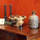 Mid-Century Modern Italian Silvered Pineapple Ice Bucket and Sugar Bowl, 1970s, Set of 2