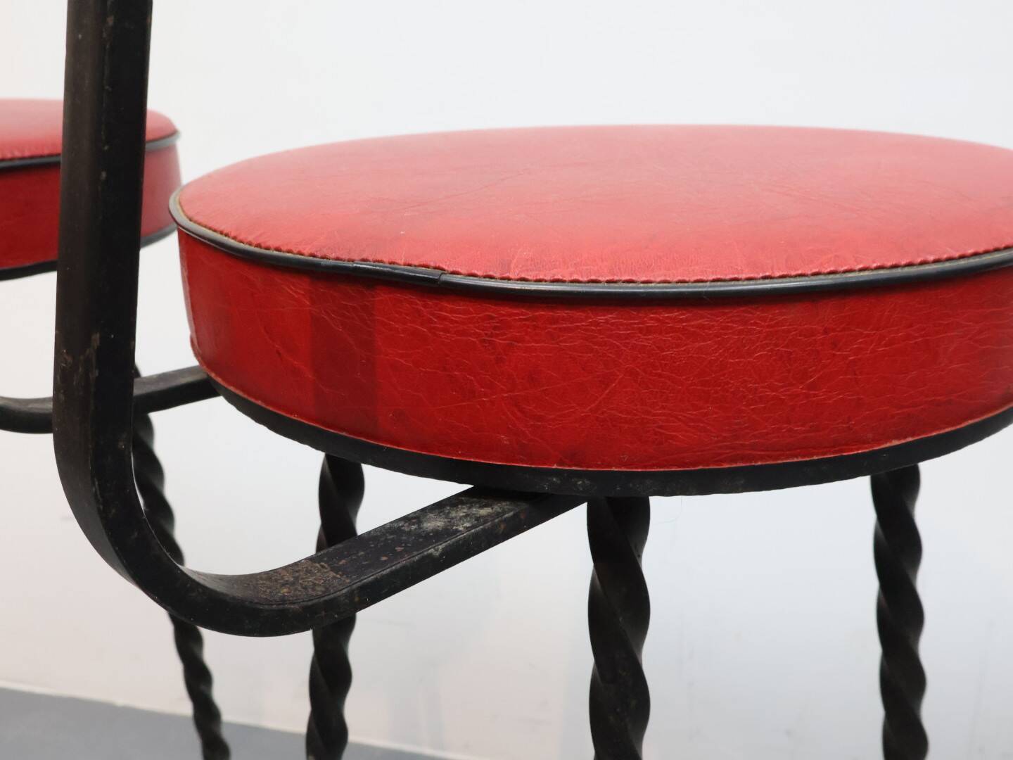 Set barkrukken gietijzer rood skai
