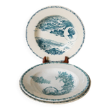 Set of 3 mismatched Iron Earth soup plates L&G Buffon model 19th century