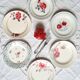 Old mismatched earthenware dinner plates