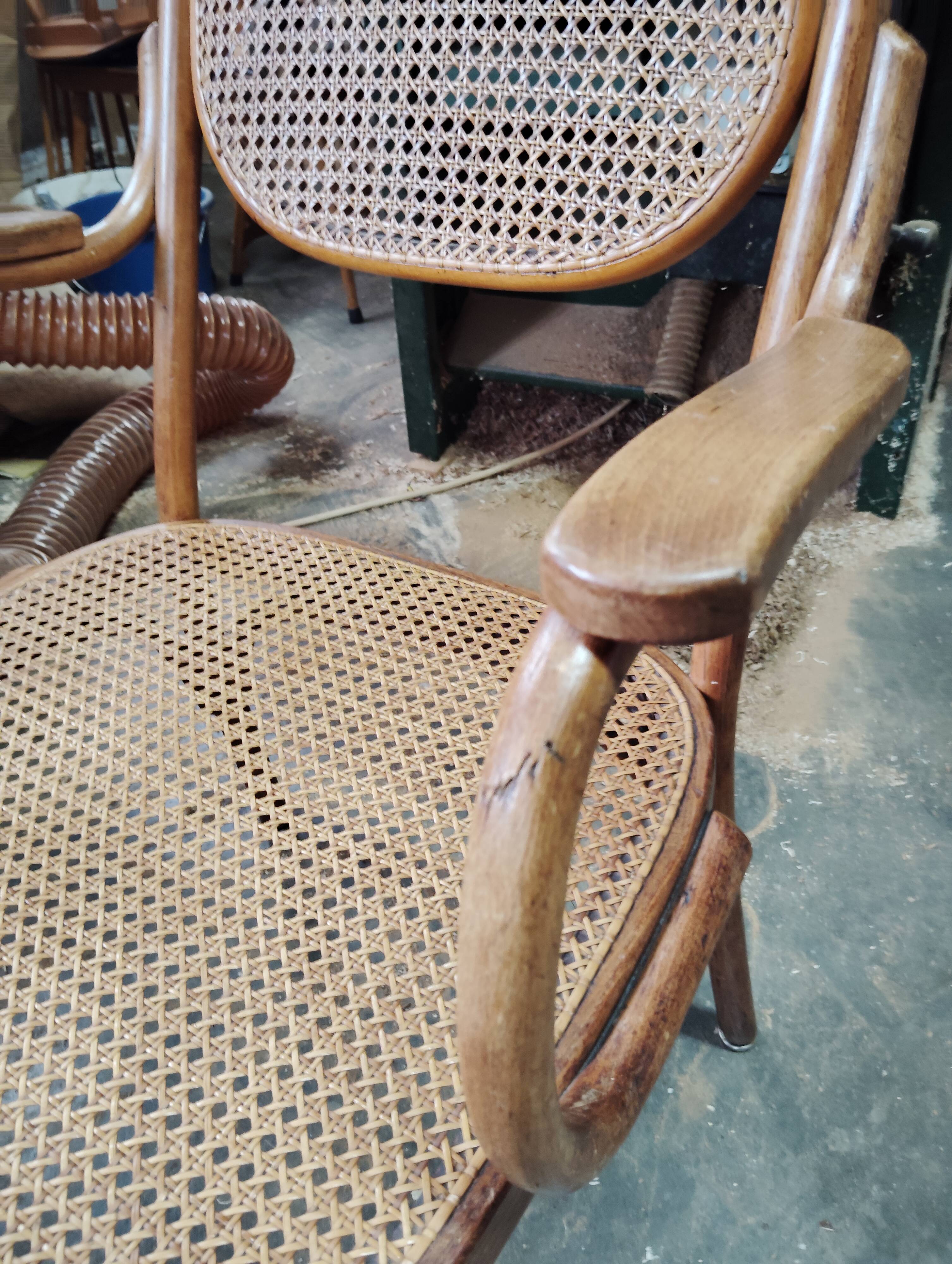 Bentwood and cane armchair attributed to Thonet.