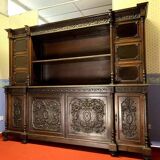 Renaissance bookcase in solid carved walnut circa 1850