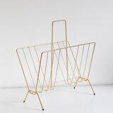 Vintage magazine holder in gold metal