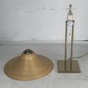 Lampe de table en laiton et rotin en roseau, Italie 1970