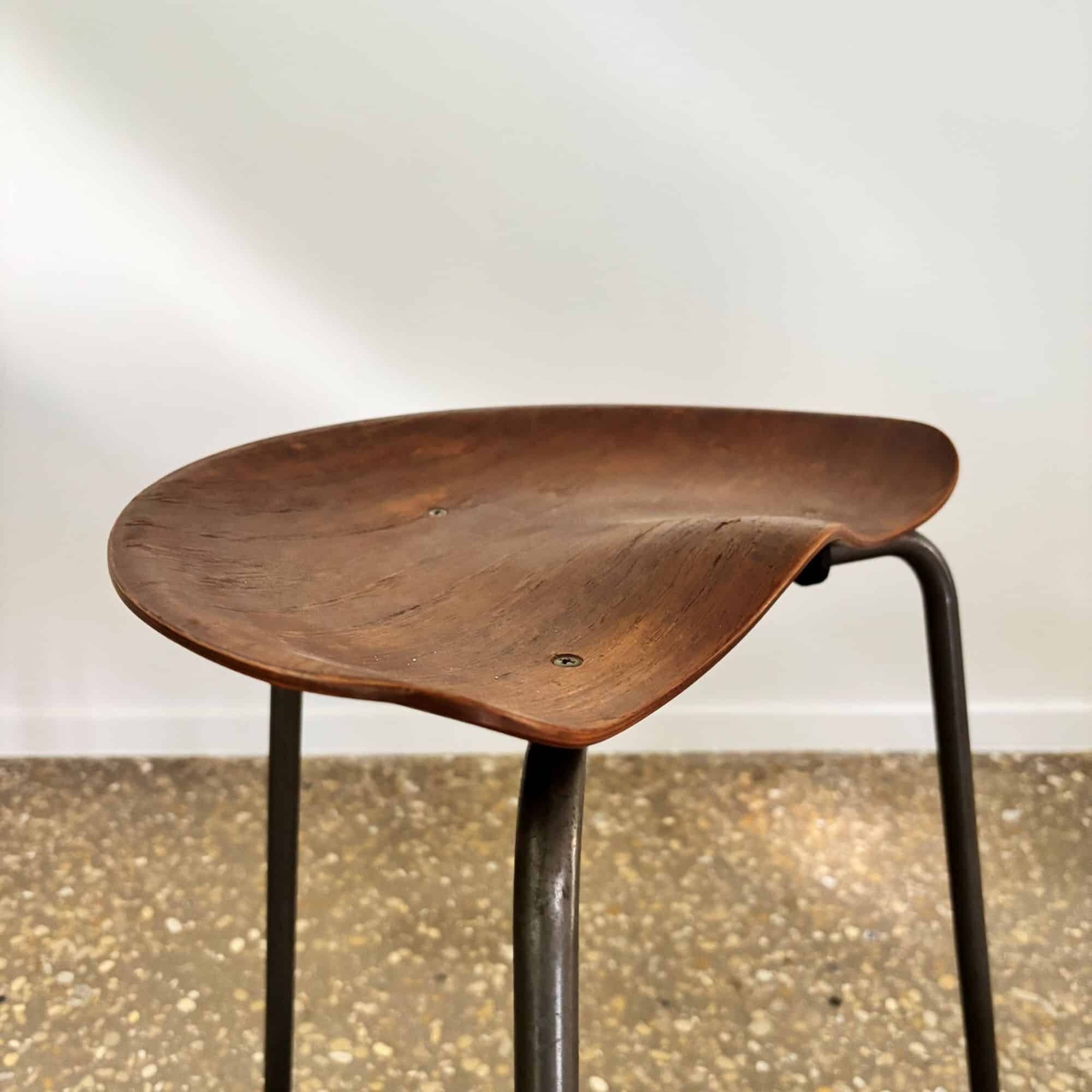Rare tripod stool by Astor Glibstrup for Frederikssund Mobelfabrik, Denmark, 1950s