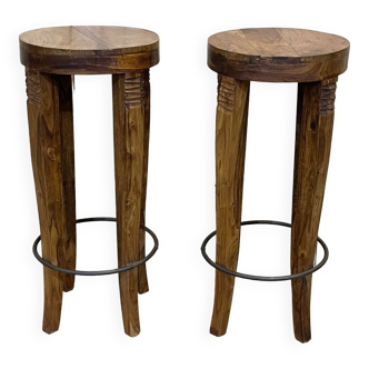 Pair of teak stools of the 1980s