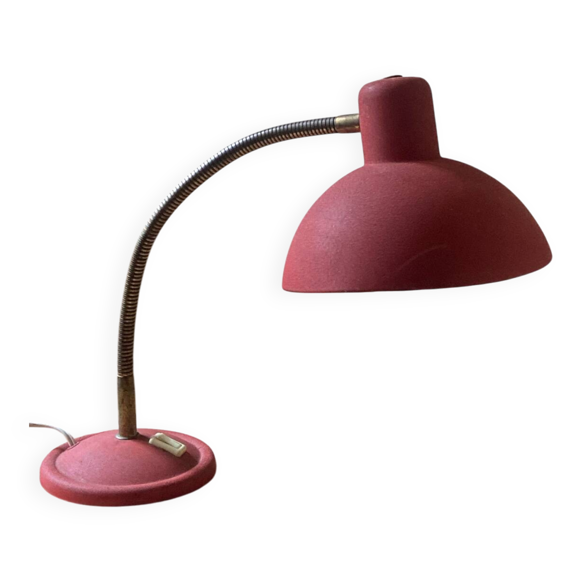 Lampe de bureau articulée vintage en métal rouge