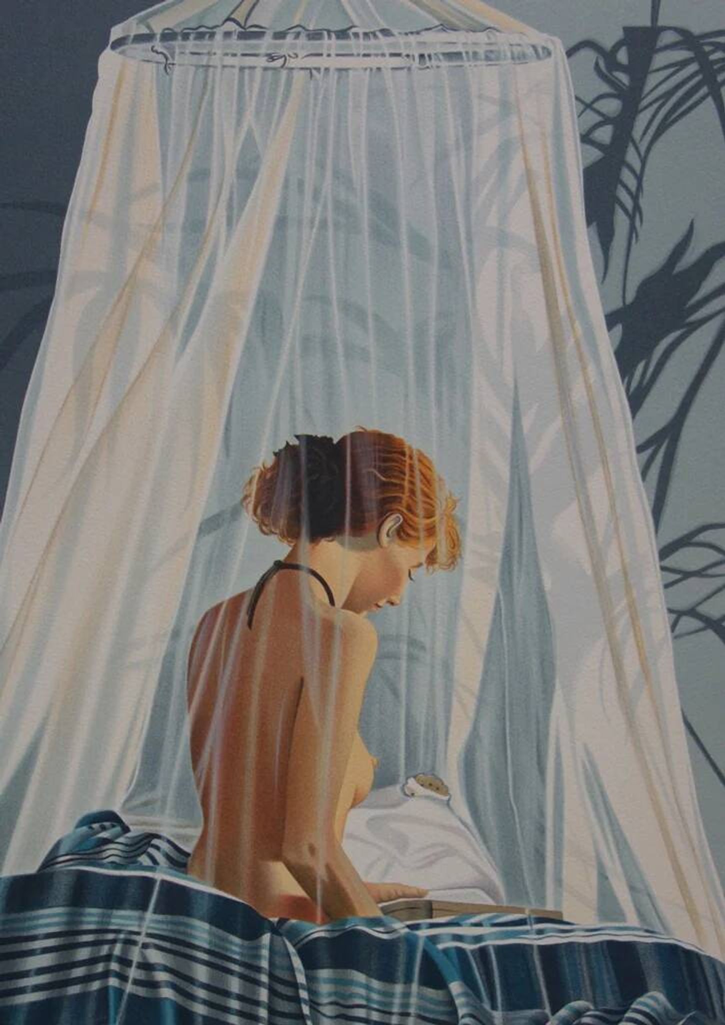 Nadine LE PRINCE: Undressed under the mosquito net, original signed lithograph