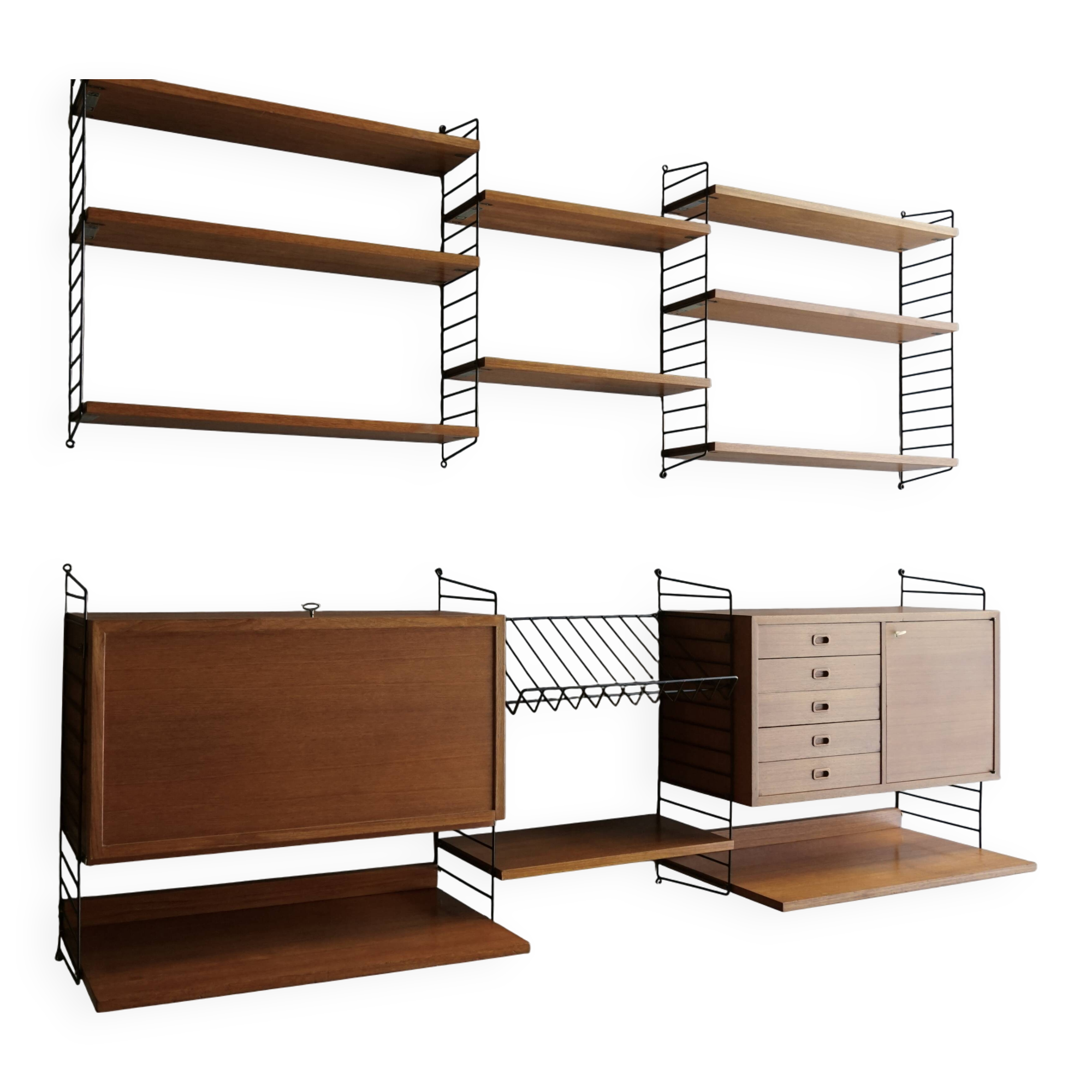 Etagère murale vintage par Nisse Strinning pour String AB, années 1960
