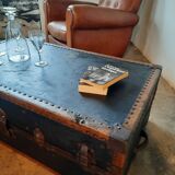 Old cabin trunk, suitcase. height 103cm