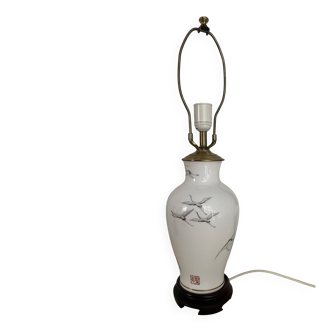 Vintage porcelain lamp with crane decor – Franklin Porcelain