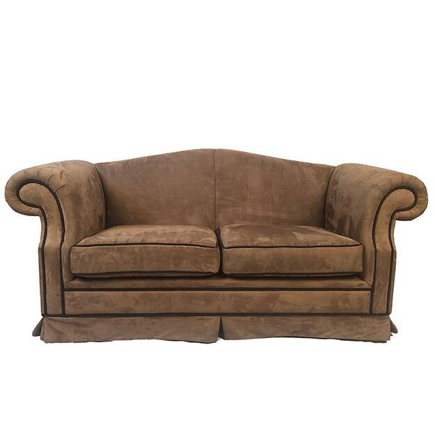 Pair of two-seater sofas with wide armrests