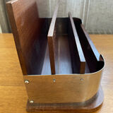 Art deco mail rack mahogany and chrome