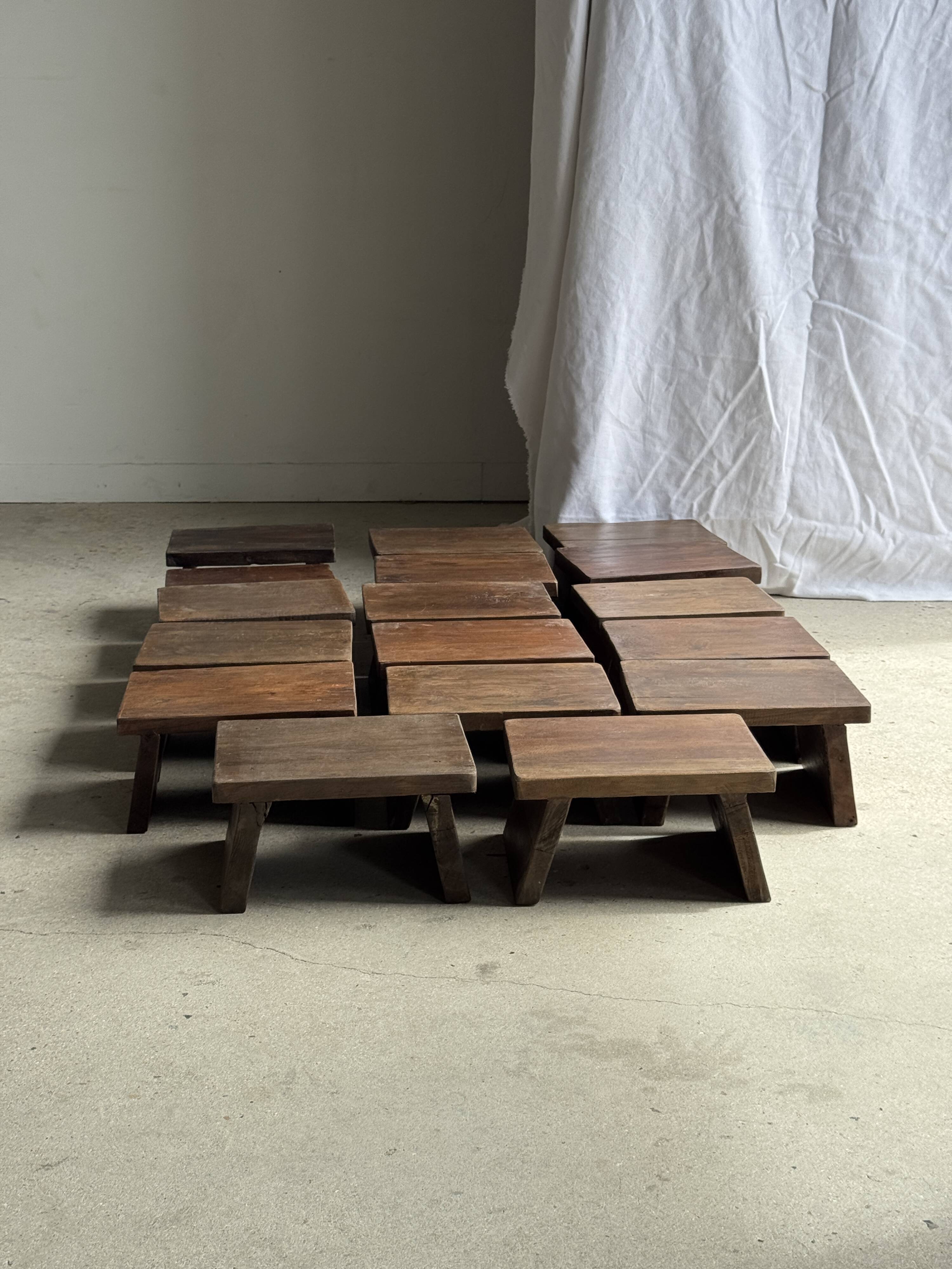 Small stool, auxiliary teak stool, Indonesian footrest H15