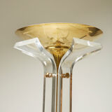 Brass and plexiglass floor lamp Hollywood regency 1970s