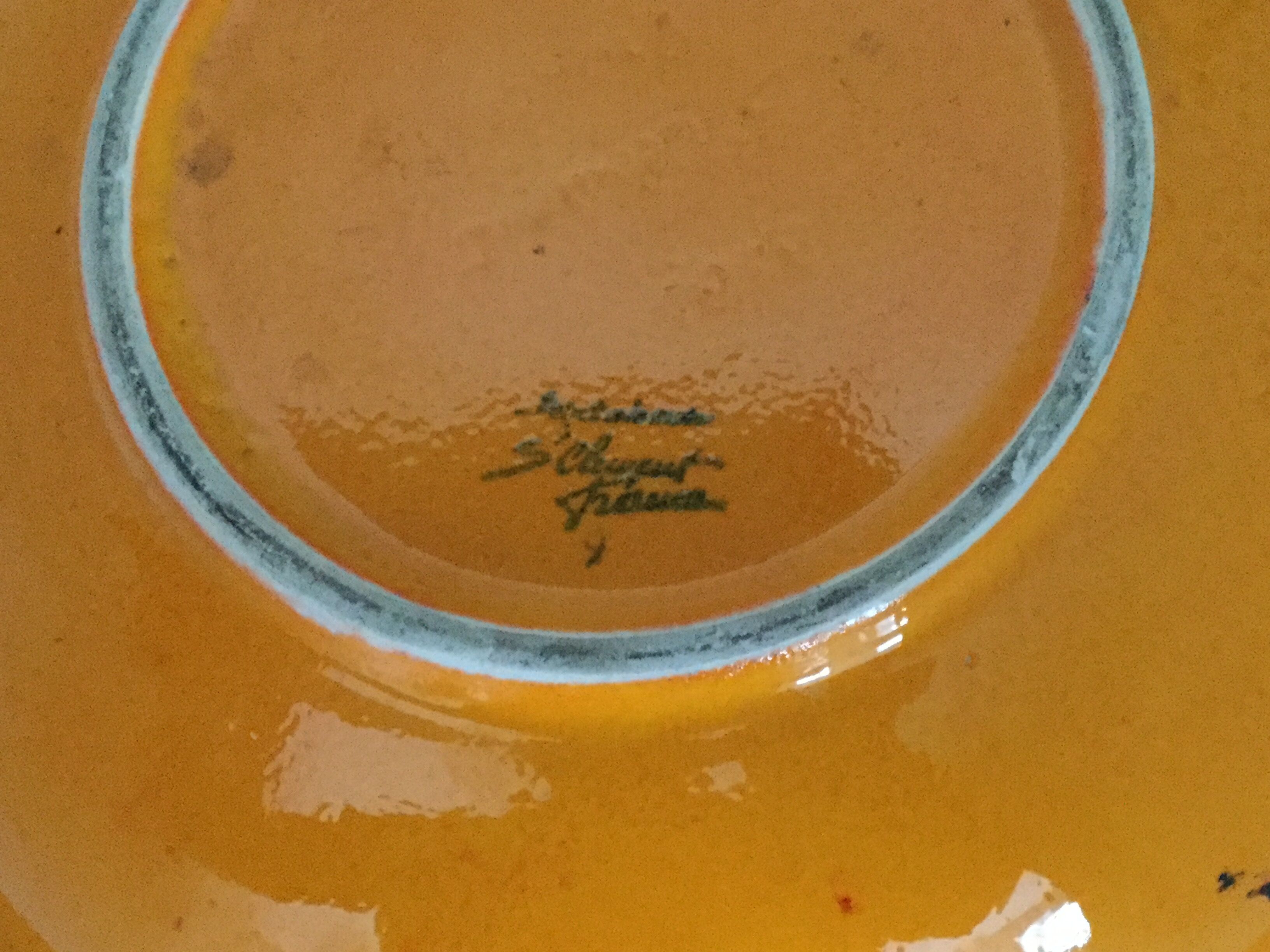 Saladier décor orange et vert Saint Clément