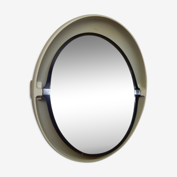 Miroir ovale éclairant Allibert années 70 - 68x55cm