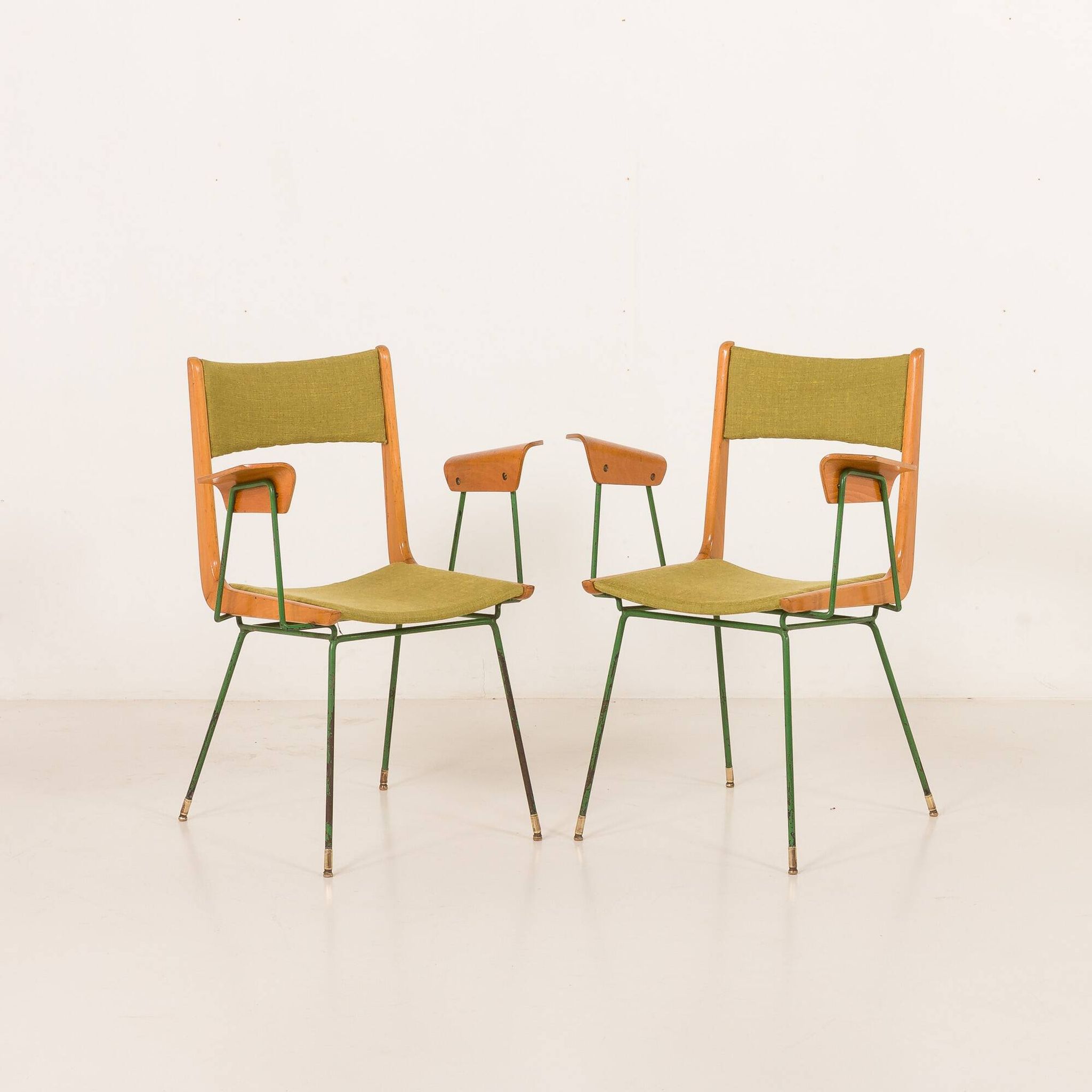 Boomerang chair attr. to Carlo De Carli, set of 2, Italy 1950s