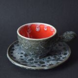 Set of 4 Vallauris Écule de Mer cups and 4 saucers - 1960.