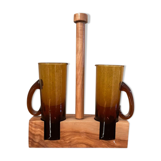 Oil service vinegar vintage wooden display