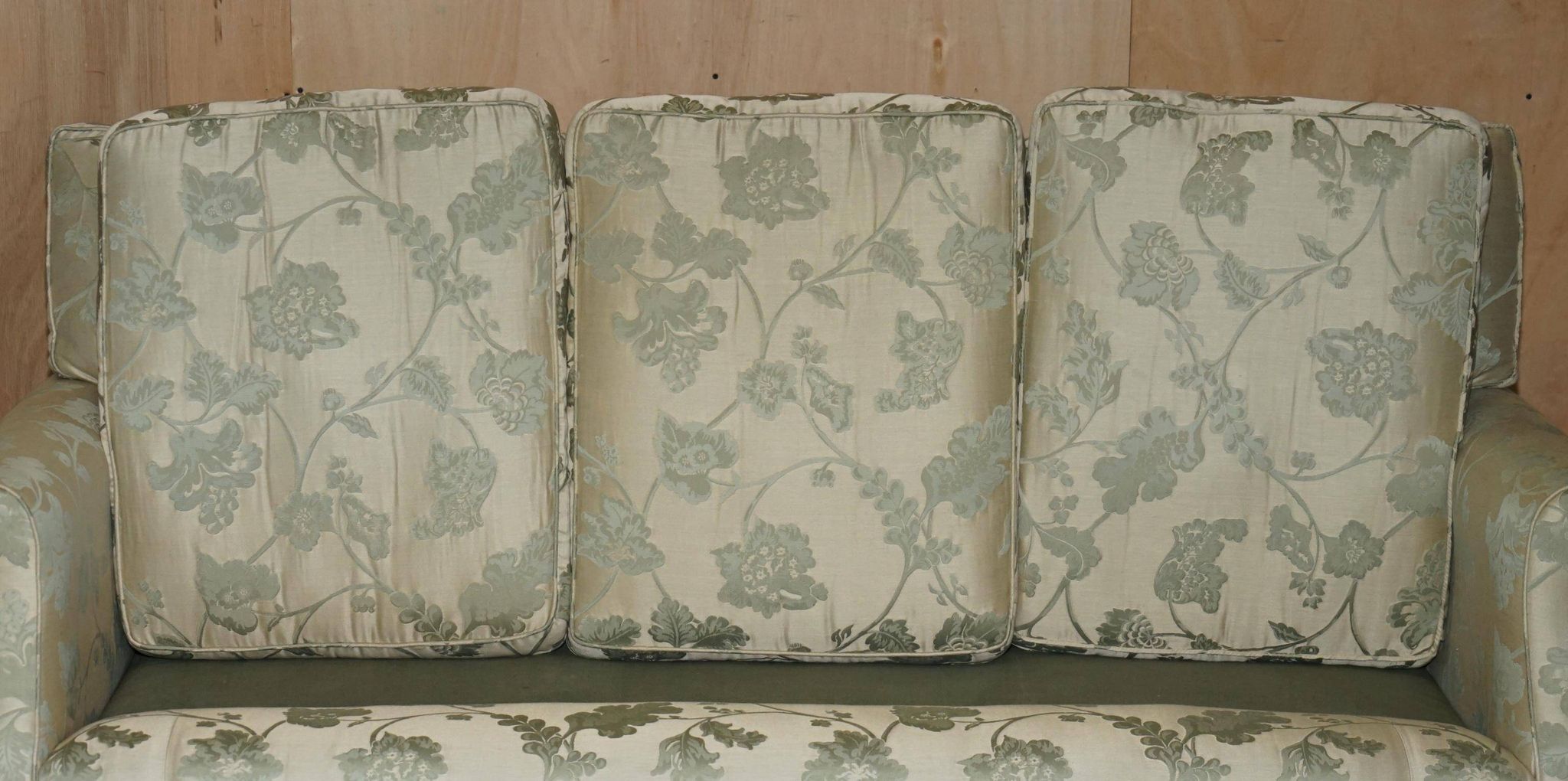 Pair of Howard & Son's style sofas in floral patterned silk blend.