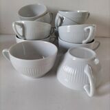 12 White Porcelain Cups