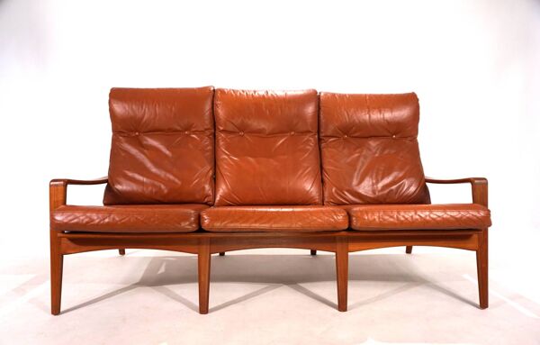 Canapé 3 places Komfort en cuir par Arne Wahl Iversen, 1960