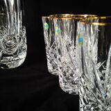 lemonade service, pitchers and glasses, in Lorraine crystal, the Grand Dukes, gold border