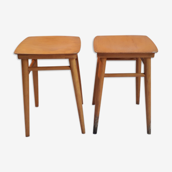 Lot de deux tabourets bois