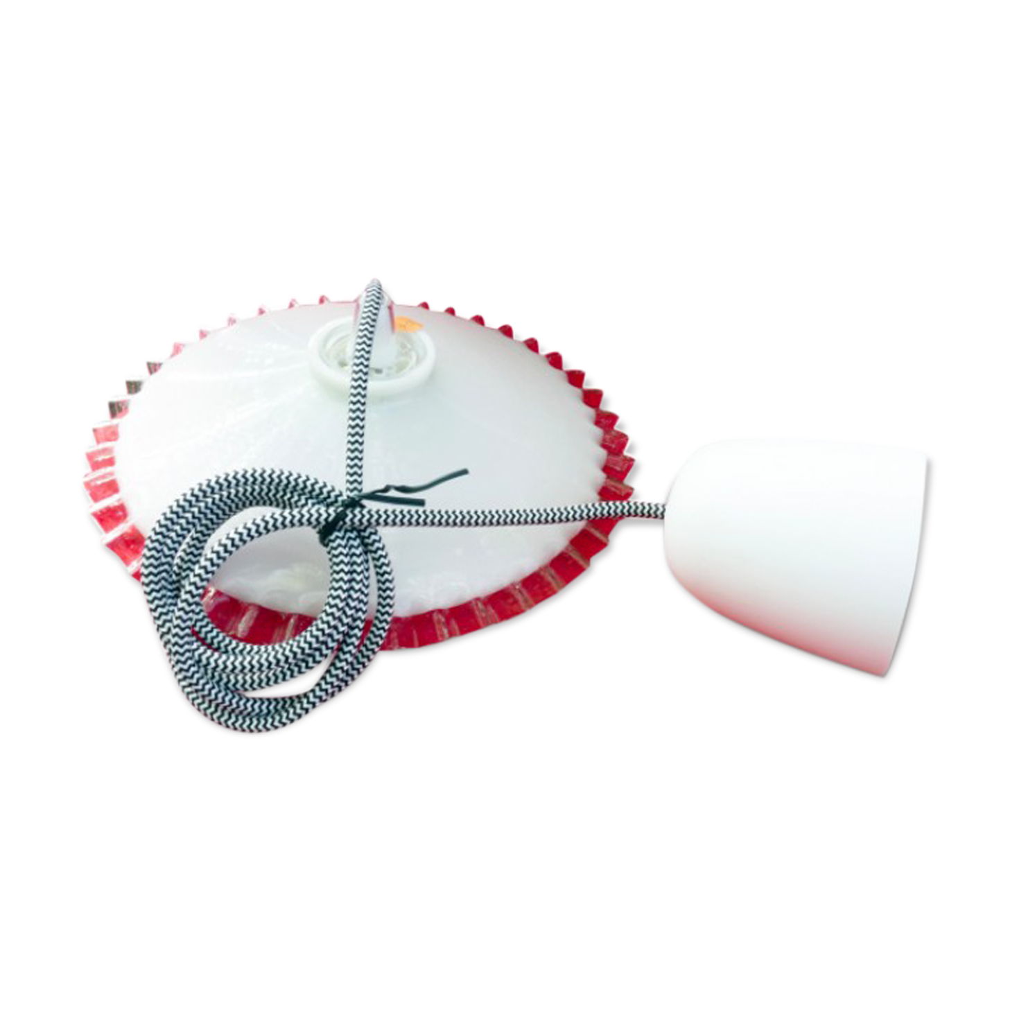 Ceiling lights in opaline serrated electrified 40-50 years