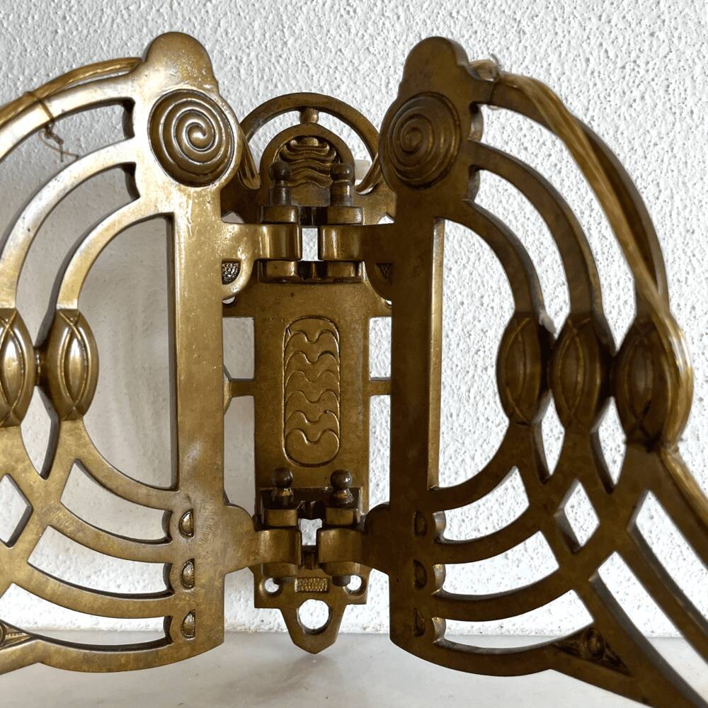 Art Nouveau style brass double piano wall lamp
