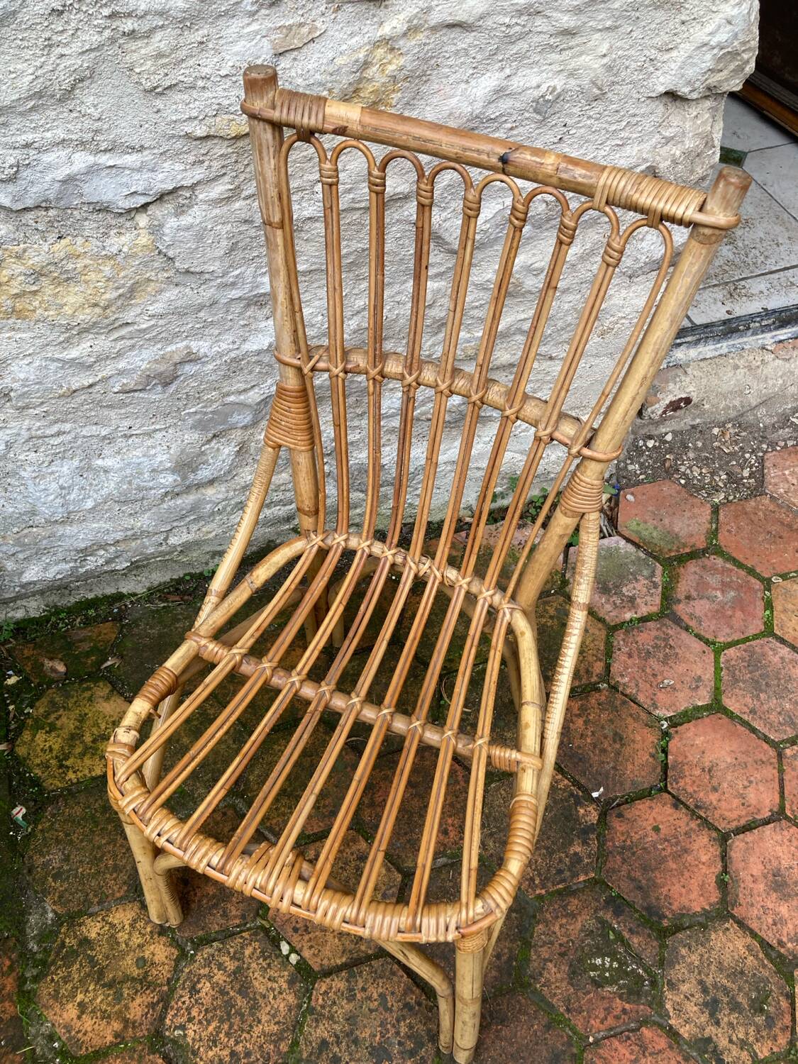 Lot de 10 chaises en rotin vintage